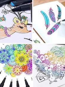 12/24/36/48 色细线笔，彩色轮廓绘图马克笔，适合学生和成人，绘画，素描，艺术设计，办公和学校用品返校 - 套裝 - 查看 4