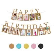 Decoraciones de cumpleaños Pancarta de fotos en marcos de tarjetas de fotos Suministros para fiestas - Pancarta de feliz cumpleaños para fiesta - Ver 1