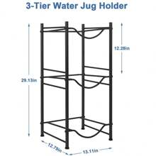 Color Negro Metal Rack Porta Garrafón Para 3 Garrafones Agua - Negro - Ver 3