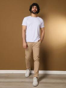 Men's Tailored Twill Trousers With Knife Pocket And Built-In Pocket - Khaki - View 7