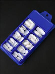 120Pcs Light White Press On Nails Short Medium Square Wearable Fake Nails Tips Full Cover False Nails Finger Decoration Office Daily Wear False Nails. Nail Supplies Nails - White - View 3