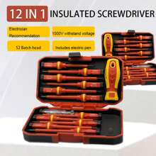 Juego de 12 piezas de herramientas de mano VDE aisladas de 1000V, juego de destornilladores de electricista de alta calidad, incluye bolígrafo probador de aislamiento, para reparaciones en el hogar