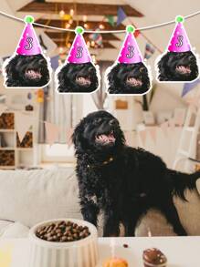 Banner personalizado com foto de cabeça de animal de estimação, banner personalizado com letra e rosto de animal de estimação, banner personalizado com rosto, banner com foto, banner com chapéu de aniversário de gato e cachorro, decoração, banner personalizado com foto de rosto, banner personalizado com foto de gato, férias de verão - Multicolorido - Ver 7