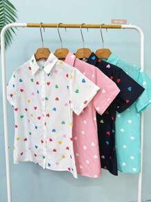 EMODA CREPE BLOUSE WITH HEART AND BUTTON #SHIRT#HEARTSHIRT - White - View 5