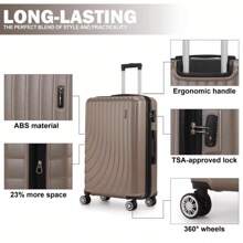 3 Piece Expandable Hard Shell Luggage Set With Spinner Wheels And TSA Lock For Enhanced Security And Convenience