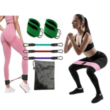 6pcs Resistance Bands With Door Anchor, Booty, Hip, Ankle Workout Bands, Pink Resistance Loop Bands For Full Body Training, Weight Training, Body Shaping, Yoga Exercise Set