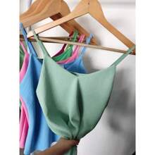 Women's Tank Top With Adjustable Straps Basic Crepe V1 Collar Strapless Tank Top Various Colors D-32 - 薄荷綠 - View 1
