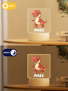 1 Abajur de Dinossauro Personalizado para Decoração de Quarto com Nome - Presente Ideal para Aniversário, Cabeceira ou Outra Ocasião - Luminária 3D Personalizada para Quarto - Presente de Dia dos Namorados, Aniversário, Presente para Namorada ou Namorado - Luz Decorativa Personalizada