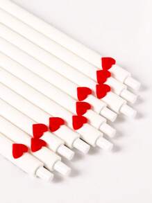 10 pièces/set Stylos décoratifs neutres au design romantique en forme de cœur - encre noire - design à la mode - écriture fluide - convient aux étudiants et au bureau - cadeau de la Saint-Valentin - bon rapport qualité-prix - indispensable pour les étudiants, polyvalent pour le bureau et les études