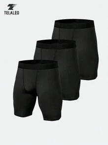 TELALEO Set de 3 pantalones de compresión para hombre, mallas deportivas, medias de rendimiento, base para entrenamiento y correr