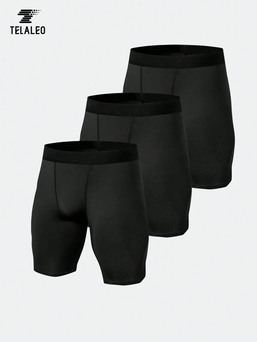 TELALEO Set de 3 pantalones de compresión para hombre, mallas deportivas, medias de rendimiento, base para entrenamiento y correr