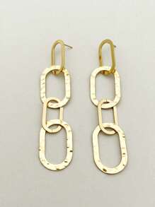 1 对个性化时尚简约小众设计配饰不锈钢铁链拼接流苏耳环适合女性日常佩戴和节日礼物