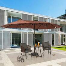 9 X 15 Ft. Steel Market Patio Umbrella - 棕色 - 查看 2