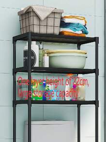 1pc Multi-Tier Floor Standing Storage Rack, Kitchen Cookware Holder, Household Shelf For Microwave Oven, Washing Machine, Bathroom Toilet, Balcony