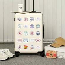 60pcs Passport Stamp Stickers, Funny & Cute Cartoon Stickers,Suitable For DIY Phone Cases, IPad, Laptop Decorations, Car Bumpers, Skateboards, Bottle Stickers, Travel Album And Diary Stickers, Hand Book Decorations, Etc.