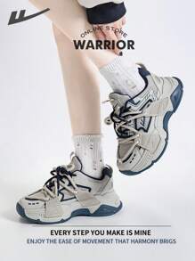 Warrior Spring And SummerLightweightComfortableBreathableRunning ShoesModest Style Casual Yet SleeksneakersApplicable Throughout The Yearwear-ResistingAll-Day WearTraining SneakersFashionable Retro Sports Shoes For Women - Gray/Blue - View 2