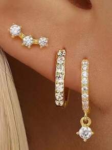 14K Gold-Plated Thick Hypoallergenic Tiny Diamond Cartilage Hoop Earring, Cute Cubic Zirconia Pendant Jewelry Gift