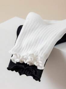 5 Pairs Girls' Solid Color Socks, Soft Cotton, Seamless, Suitable For Daily Wear, Party, Holiday, Back To School, Fits Well With Dress Shoes, Sneakers, Loafers, Spring/Summer/Autumn/Winter, Ages 2-12