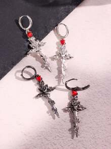 1 Pair Cross Of Thorns And Roses - Piercing Earrings For Women, Original Dark Punk Style, Christmas Costume Jewelry, Gift For Boyfriend