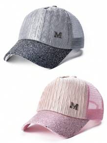 2pcs/Set Lovers' Breathable Mesh Baseball Cap, Fashion Versatile Sun Protection, Suitable For Daily Wear - A - View 14