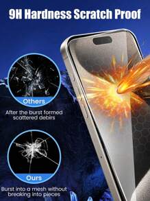 3pcs Tempered Glass Screen Protector, Privacy Protection, Anti-Scratch, Anti-Fingerprint, Anti-Oil, High Strength, Compatible With IPhone 11/12/13/14/15/16 Pro Max Plus X/XS/XR Series - Black - View 2