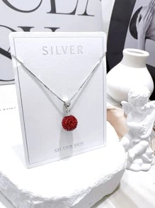 1pc Exquisite Minimalist Elegant 925 Sterling Silver Sparkling Cubic Zirconia Ball Pendant Necklace, Suitable For Women's Daily Wear