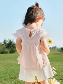 Balabala Baby Girls' T-Shirt, 2025 Summer Cute & Stylish Top - White Red - View 3