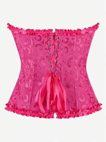 Corset tipo corsé de busto alto, corpiño sin tirantes tipo ajuste dulce, cinturón para adelgazar la cintura, con cordón y volados en la espalda para fiesta y Halloween