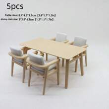 5pcs/4pcs/2pcs/1pc 微型家具，迷你娃娃屋装饰餐桌椅模型，微场景摄影道具，餐桌模型，餐椅模型，微型餐厅套装，娃娃屋餐厅装饰 - 彩色 - 查看 8