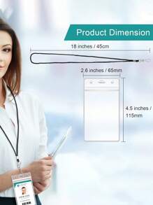 2/10/20/30pcs Vertical ID Name Tag Card Holders, Waterproof Resealable Zipper, With Lanyard, Transparent Card Sleeves, Suitable For ID Cards, Employee/Student Cards, Office & School Use, Unisex, Essential For Back To School - Multicolor - View 8