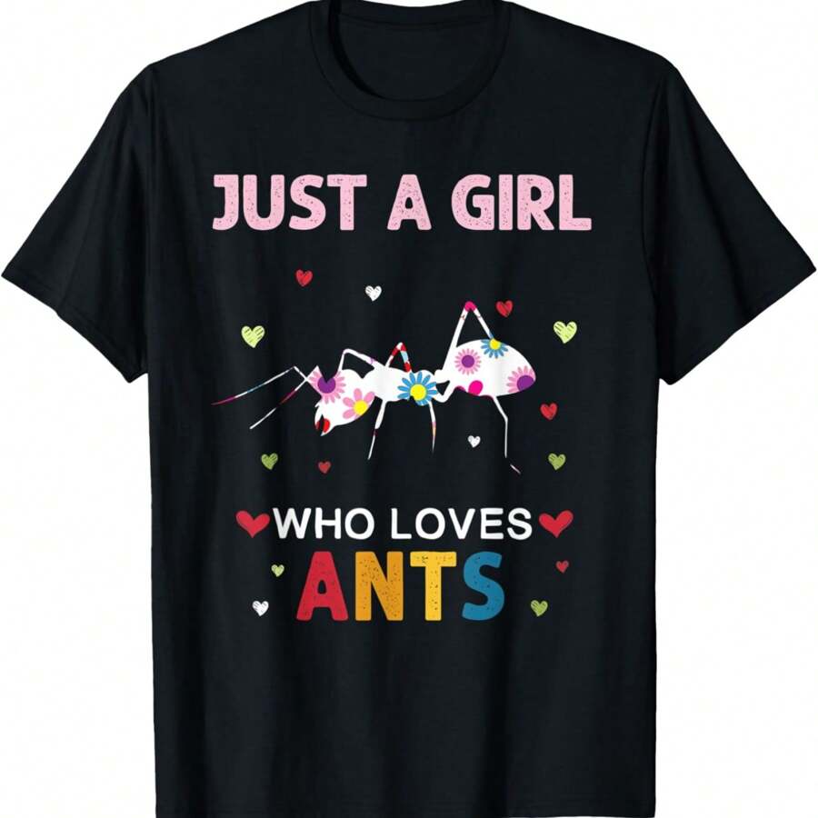 Camiseta con diseño de hormiga linda para mujeres, niñas y niños - Negro - Ver 1
