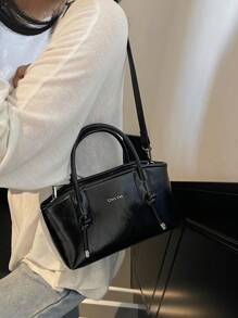 全新时尚女士手提包托特包单肩包青年大容量防水包 - 黑色 - 查看 8