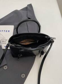 全新时尚女士手提包托特包单肩包青年大容量防水包 - 黑色 - 查看 6