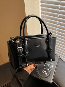 全新时尚女士手提包托特包单肩包青年大容量防水包 - 黑色 - 查看 2