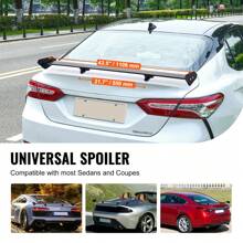 GT Wing Car Spoiler, 43.3/46.3/53.1 Inch Universal Spoiler With Single Deck Short/Long Bracket Side Wing With/Without Holes , Adjustable Lightweight Aluminum, Car Rear Spoiler Wing, Racing Spoiler BGW/JDM Drift Black - 43.3 Inch Short Bracket - View 2