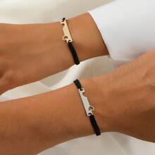 2 pièces Nouveau bracelet vague créative pour couple, noir et blanc, bracelet creux tressé avec système de fermeture ajustable. Cadeau amical pour sœurs, idéal pour la remise des diplômes, Halloween, la Saint-Valentin, la fête des mères