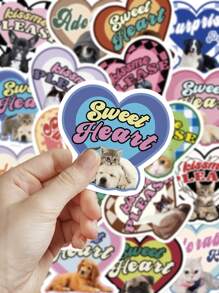 50 pièces Autocollants vintage d'amour de chat, autocollants de décoration de dessin animé mignon pour le scrapbooking, étui de téléphone, cahier, ordinateur portable, planche, guitare, fête, bagage, emballage, casque, enveloppe, artisanat DIY