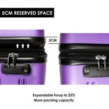 Purple ABS Hard Shell 4-Wheel Travel Trolley Luggage Set - 28" - Ideal For Business Trips, Vacations, Family Travel, Long-Haul Journeys - Purple - View 3