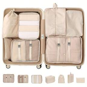7pcs Large Capacity Travel Organizer Bags, Waterproof Portable Packing Cubes For Clothes, Pants, Shoes, Socks, Suitcase Storage Organizer,Boho Vibes, Travel Essentials