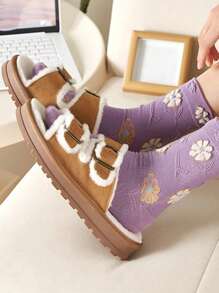 3 Pairs Random Women Floral Pattern Mid-Calf Socks, Cute Fashion Casual Breathable Sports Socks For Spring/Autumn, Suitable For Daily Wear