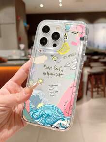 Coque de téléphone antichoc compatible avec l'iPhone 16 Pro Max/11/12/13/14 Plus/15 Pro/XS/XR, avec motifs lettre, vague, avion, airbag - Multicolore - Voir 3