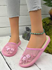 Nuevas zapatillas de casa hechas a mano con cuentas de moda, aptas para uso interior y exterior - Rosa - Ver 2