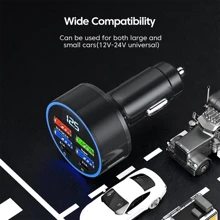 Adaptador de cargador de coche de 6 puertos 90W con carga rápida, cable de carga de 3.3FT/100CM, cable de datos USB-C a Type-C/Apple IOS compatible con iPhone, set de adaptador de carga de coche