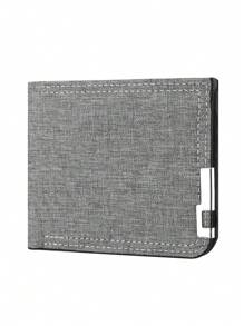 1pc Men's Short Wallet Iron Edge Men's Multi Card Slot Wallet Card Bag Credit Card Clip Double Fold Wallet Large Capacity Multi-Card Slots, Business Casual Style, Birthday Gift, Graduation Gift, Father's Day Gift