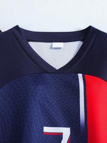 [定制] 皇马 2 件套休闲运动服速干长袖运动服套装，#7，适合足球、健身、日常穿着，名字定制 - 藏蓝色 - 查看 4