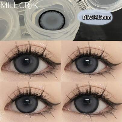 MILLCREEK MILL CREEK New 1pair Colored Contact Lenses For Eyes Grey Contacts Lenses Fashion Grey Eyes Lenses Yearly Korean Gray Contacts Halloween Costume Cosplay