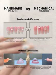 10 Almond-Shaped Nail Pieces, Pure Handmade Autumn And Winter Super Beautiful, High-End Elegant, Gentle Style, Multi-Color Blooming, Hand-Painted Flowers With Small Gold Beads, Suitable For Girls And Women Press On Nails Nail Supplies Nails - Multicolor - View 12