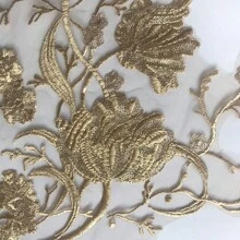 1 件金棕色刺绣花卉布贴，缝制婚纱，装饰贴花 - 金色 - 查看 5