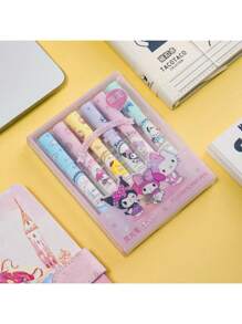 Sanrio Sanrio Hello Kitty Highlighter Pen Set Kawaii Kuromi Melody Cinnamoroll Art Fluorescent Markers Pens School Stationery