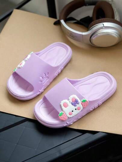 HAHABOBO 新款草莓兔可爱童鞋 - 卡通图案男女童凉鞋 - 柔软舒适儿童拖鞋，室内拖鞋，适合春、夏、秋、冬四季穿着